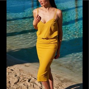 Dress the population alondra marigold blouson dres